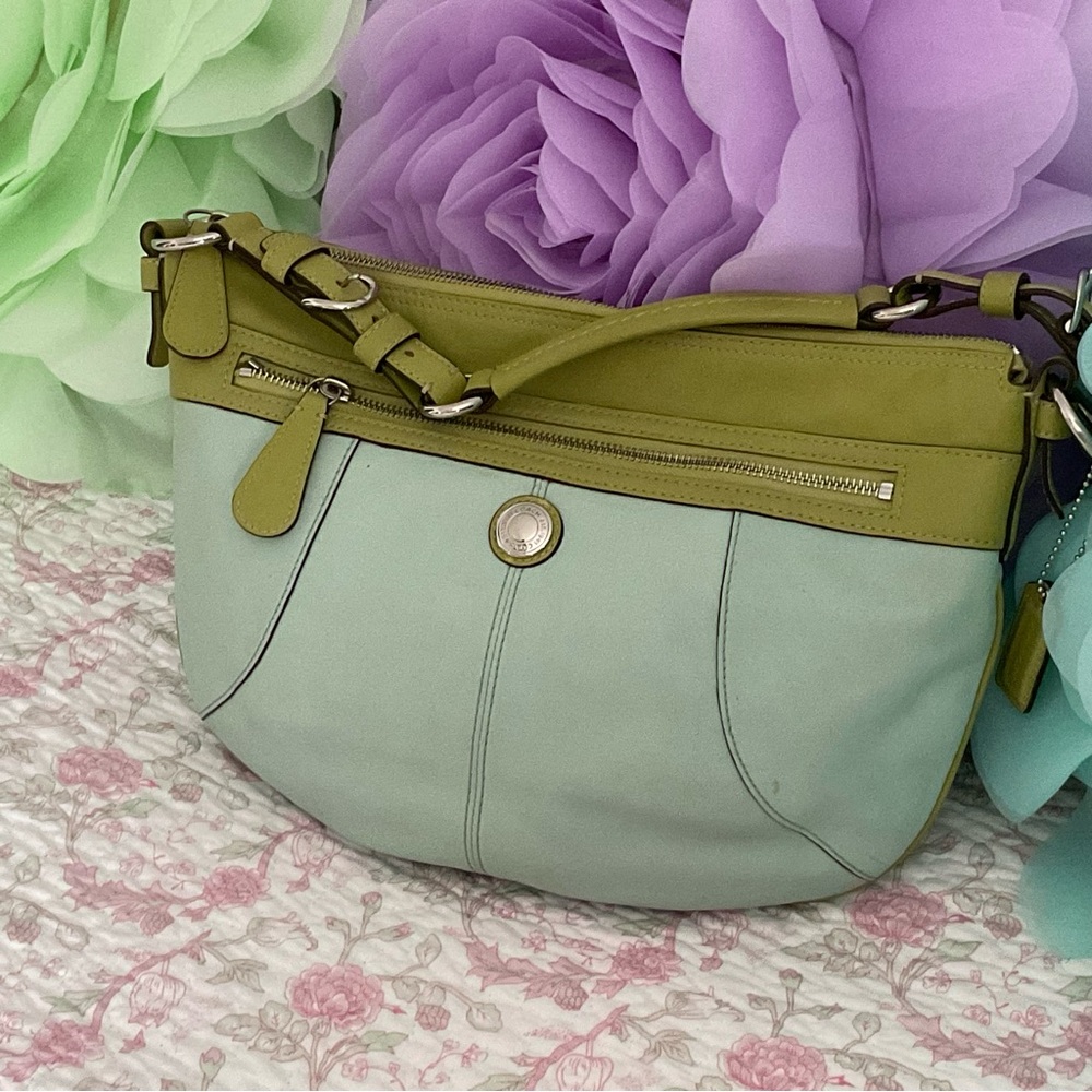 Coach Hobo Bag in sea green & lime